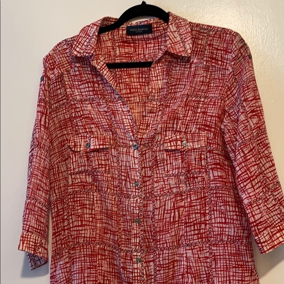 Piazza Sempier red white blouse - Picture 4 of 9